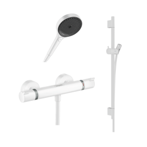 hansgrohe Ecostat Comfort brusetermostat inkl. brusestang, slange og h�ndbruser - Mathvid