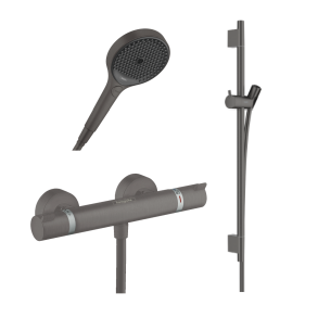 hansgrohe Ecostat Comfort brusetermostat inkl. brusestang, slange og h�ndbruser - B�rstet sort krom