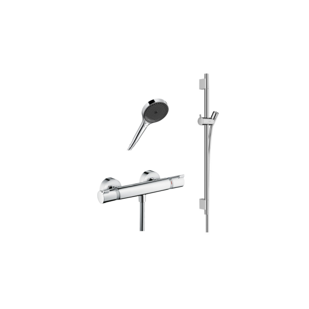 hansgrohe Ecostat brusetermostat inkl. brusestang, slange og hndbruser