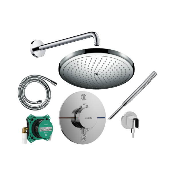 hansgrohe ShowerSelect Comfort S, Croma 280 og Pulsify S - Indbygning - Krom