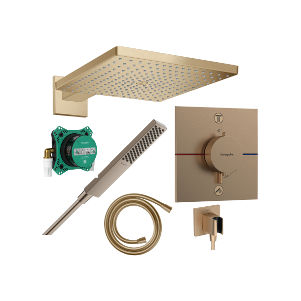 hansgrohe ShowerSelect Comfort E, Raindance E 300 og Pulsify E - Indbygning - Brstet bronze