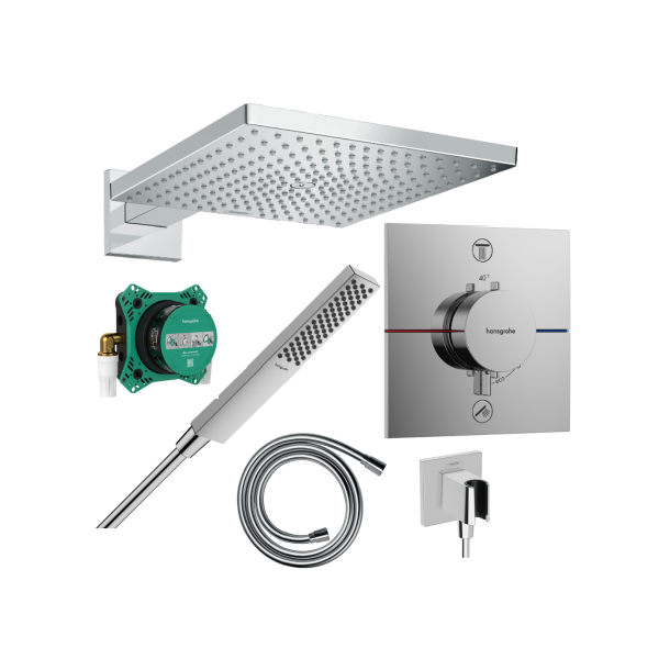 hansgrohe Raindance E300 med ShowerSelect Comfort E og Pulsify E stavbruser