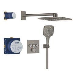 GROHE Grohtherm SmartControl med Rainshower SmartActive 310 Cube - Indbyning - B�rstet hard graphite
