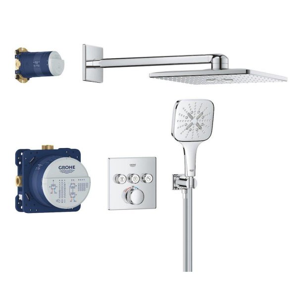 GROHE Grohtherm SmartControl med Rainshower SmartActive 310 Cube - Indbyning - Krom
