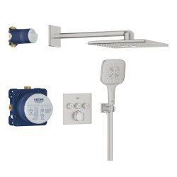 GROHE Grohtherm SmartControl med Rainshower SmartActive 310 Cube - Indbyning - Supersteel