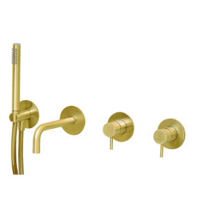 QTOO karl�sning sampak med omskifter - 190 mm fremspring - Indbygning - B�rstet messing