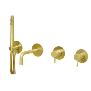 QTOO karl�sning sampak med omskifter - 190 mm fremspring - Indbygning - Poleret messing