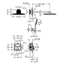 GROHE Grohtherm SmartControl med Rainshower SmartActive 310  - Indbyning - B�rstet cool sunrise