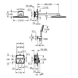 GROHE Grohtherm SmartControl med Rainshower SmartActive 310 Cube - Indbyning - B�rstet cool sunrise